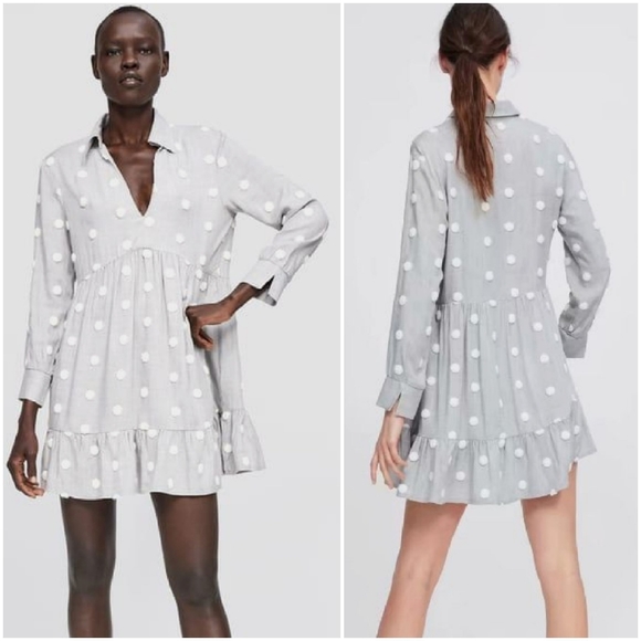 zara contrasting polka dot dress